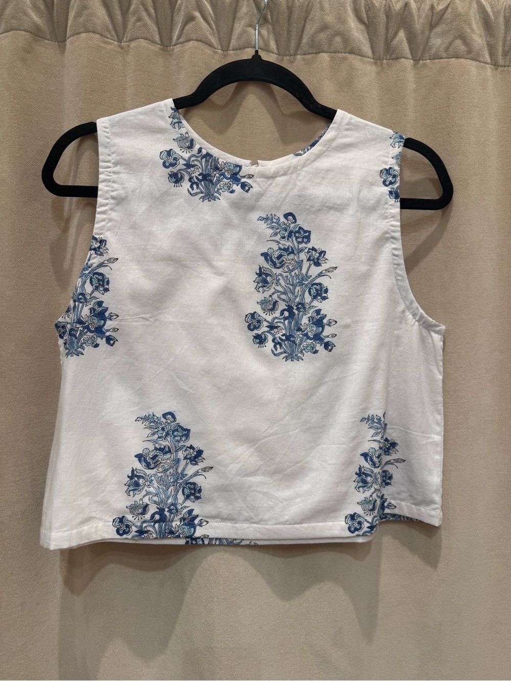 Maelu block printed cotton crop top